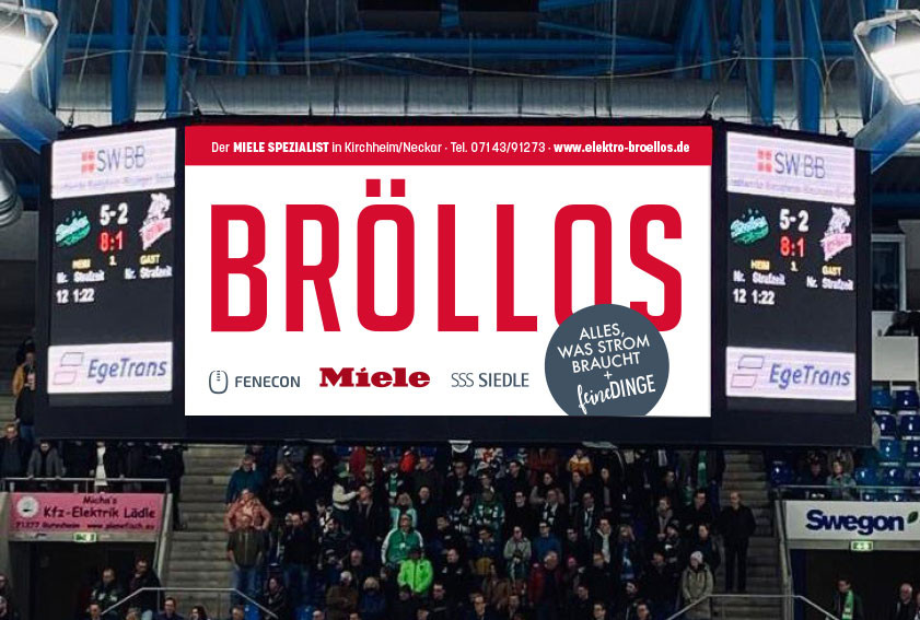 Bröllos Werbebanner bei den Steelers Bietigheim
